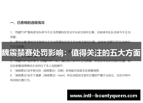 魏震禁赛处罚影响：值得关注的五大方面